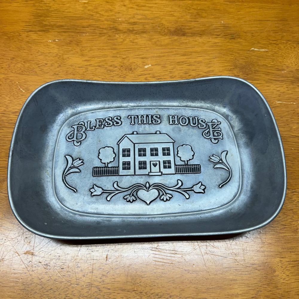 Wilton Armetale Bless This House Pewter Serving Tray Platter 601013 RWP Metal